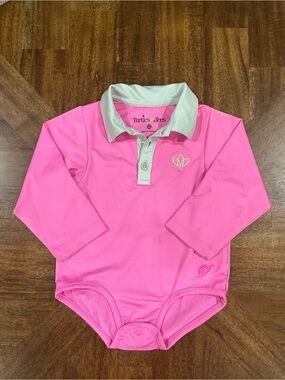 Turtles & Tees 9-12 Months Pink Polo Bodysuit - Long Sleeve